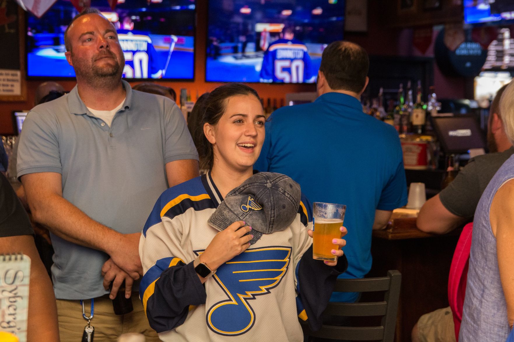 Blues Fans at Syberg's on Dorsett during Stanley Cup Final Game
